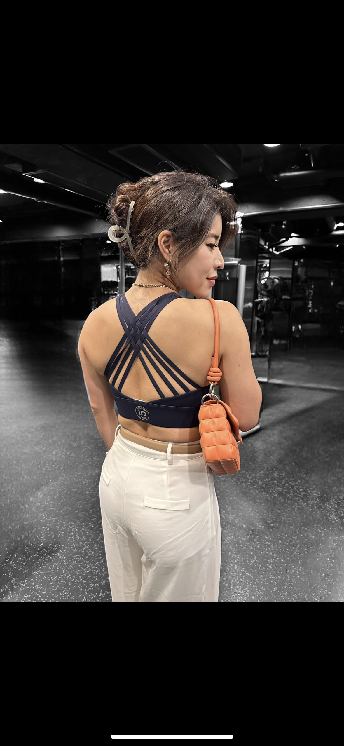 Cross-strapped sports bra