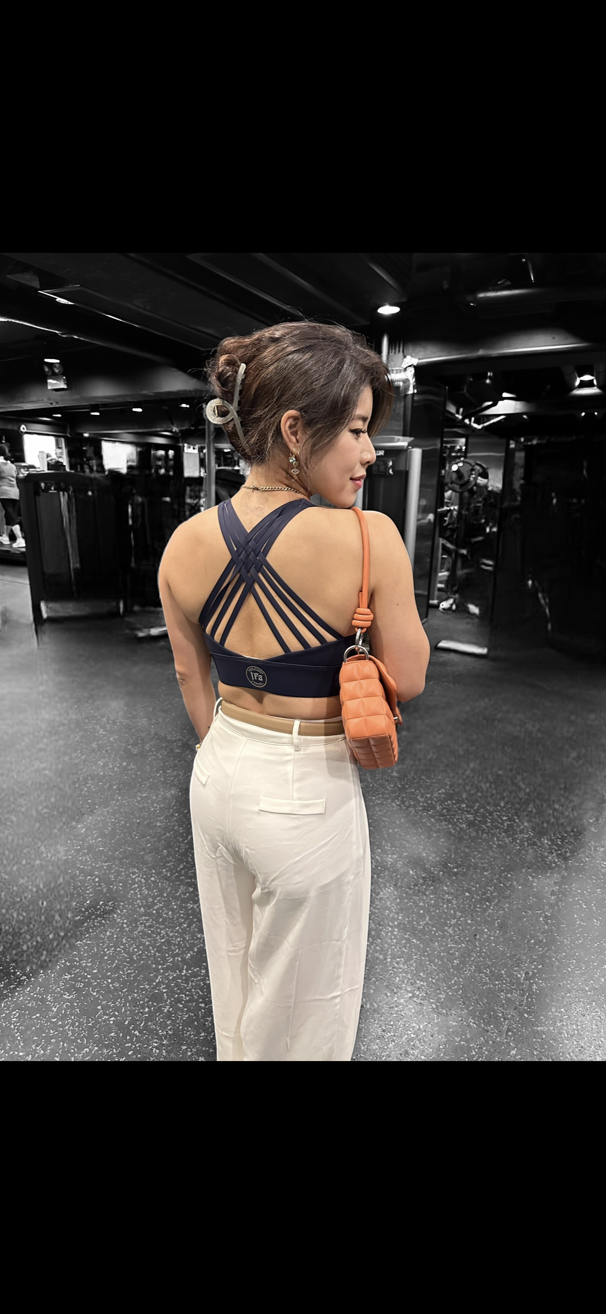 Cross-strapped sports bra